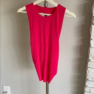 NWOT Pink workout shirt ;Open back with tie